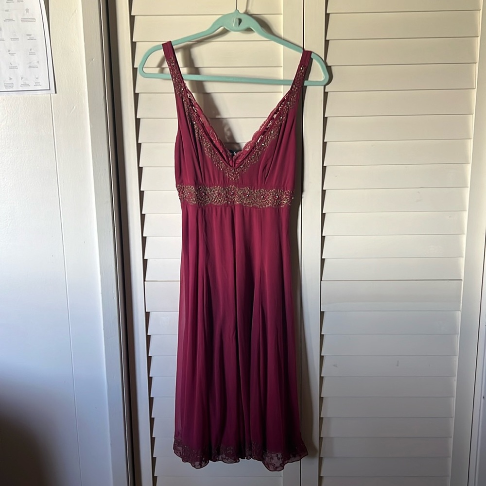 Silk Dress ( maroon color )